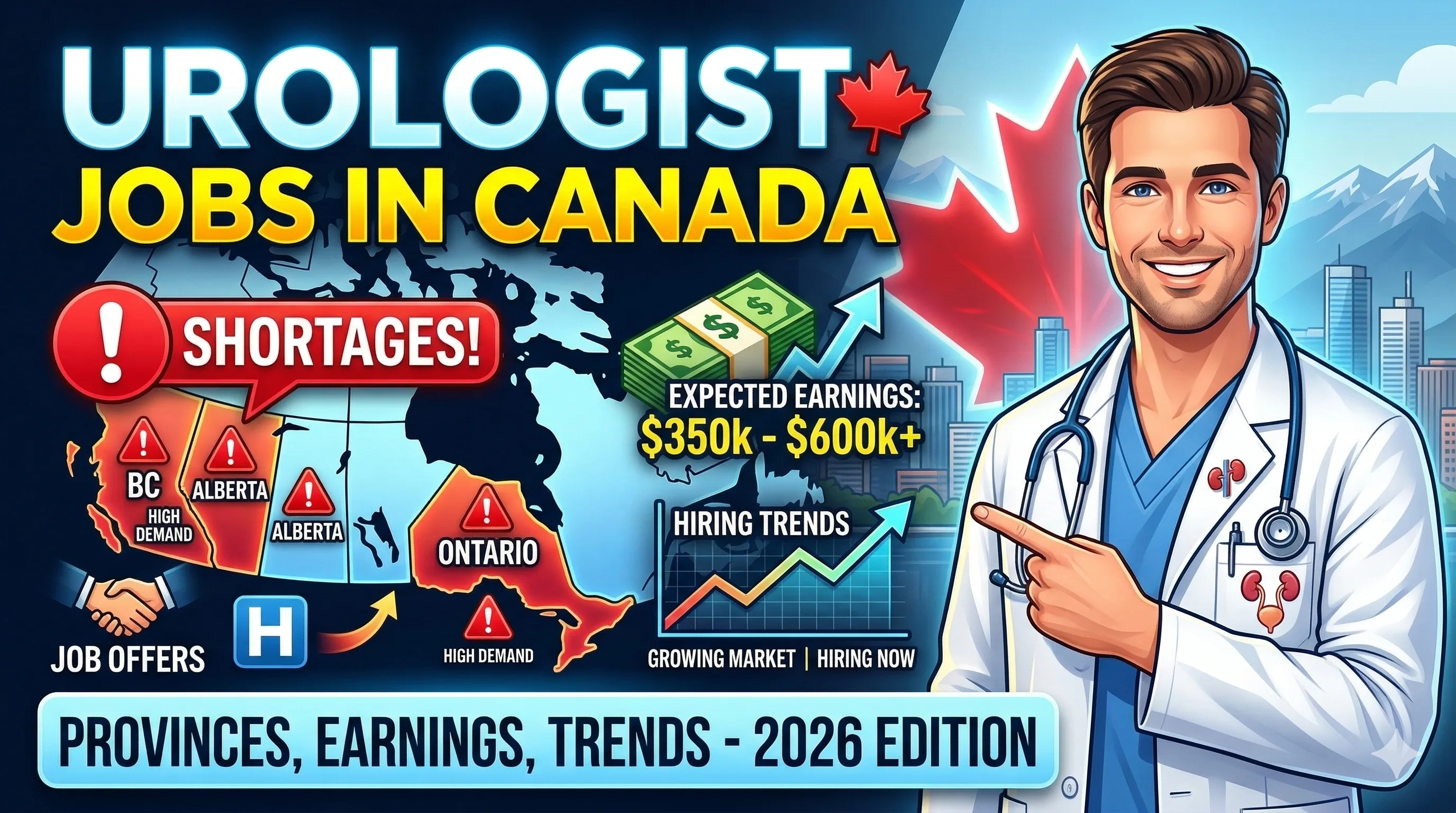 Urologist Jobs (NOC 31101.04) in Canada: Provinces With Shortages, Expected Earnings, and Hiring Trends -2026 Guide