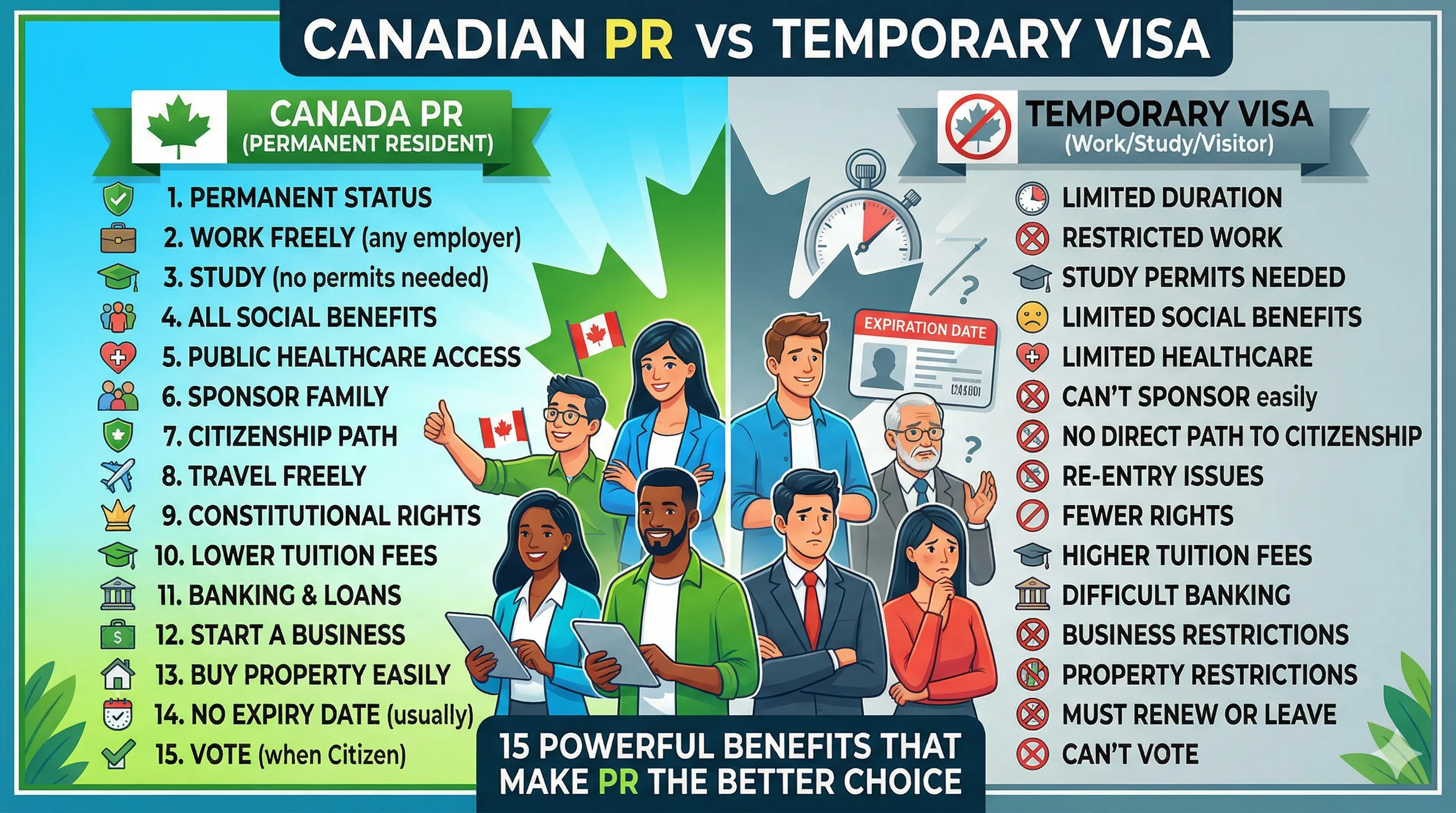 Canada PR vs Temporary Visa: 15 Powerful Benefits That Make PR the Better Choice in 2026